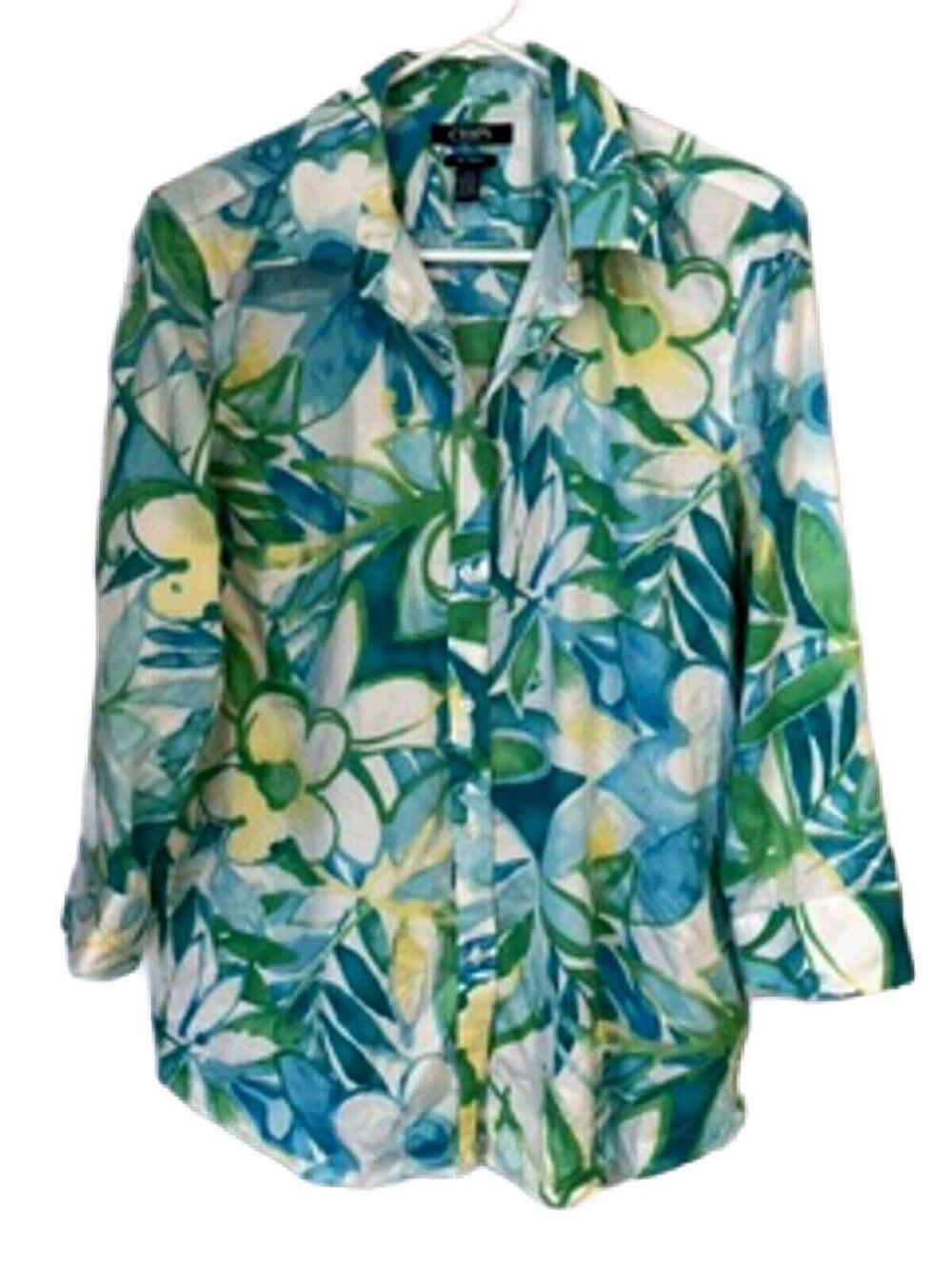 Chaps No Iron Tropical Floral Button-Down Shirt Size L